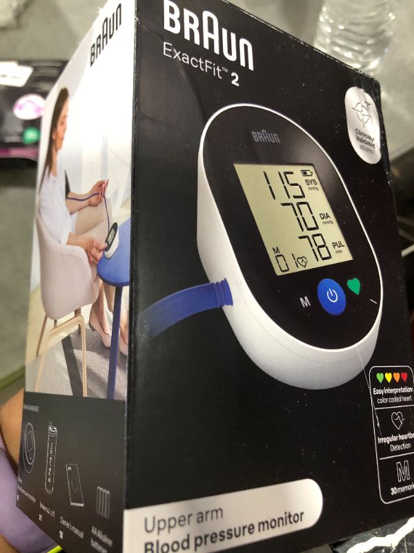 Photo 1 of Braun ExactFit™ 2 Blood Pressure Monitor for Home Use - Accurate Blood Pressure Machine, Color-Coded Results, Large Display BP Monitor, Universal Upper Arm Cuff, 30 Memory Slots, FSA and HSA Eligible