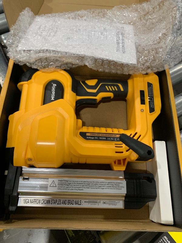 Photo 1 of Cordless 2" Brad Nailer for Dewalt 20V Battery (No Battery), 2-in-1 Electric Nail Gun/Staple Gun, 18 Gauge Nail Gun Battery Powered with 1000 Nails for Wood Carpentry, Adjustable Depth, 2 Modes