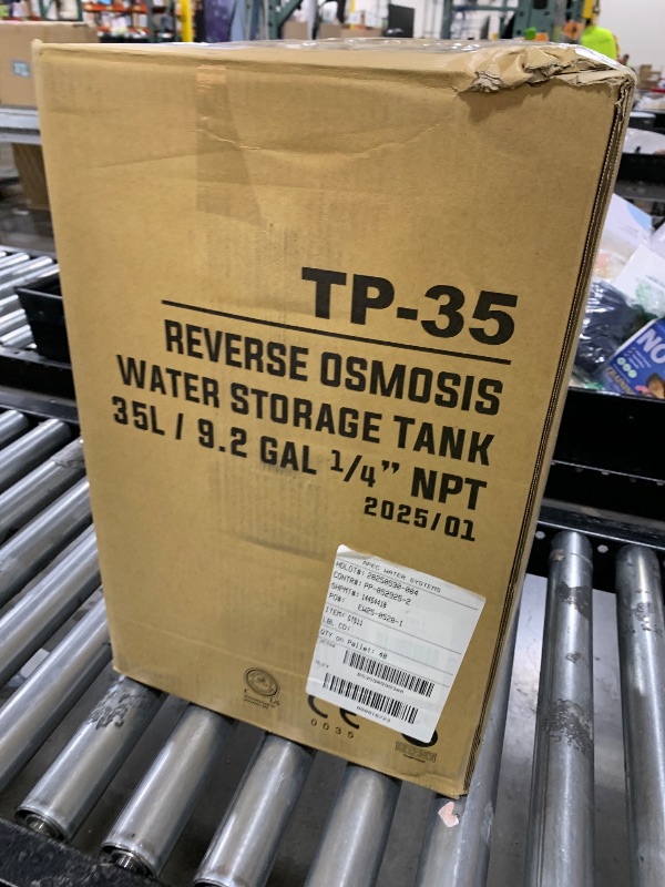Photo 1 of TP-35 Reverse Osmosis Water Storage Tank - 9.2 Gallon PAE TKE-TP35 RO Water Pressure Tank, RO Canister, Pre-Charged 5.5 Gallon Working Capacity, Stainless Connector, Durable Food-Grade Liner