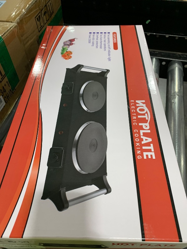 Photo 1 of Hot Plate, 2000W Portable Electric Double Burner W/5 Level Temperature Control & Stay Cool Handles, Easy to Clean, Lightweight Cast Iron Electric Stove for Kitchen Camping Cooking, 110V