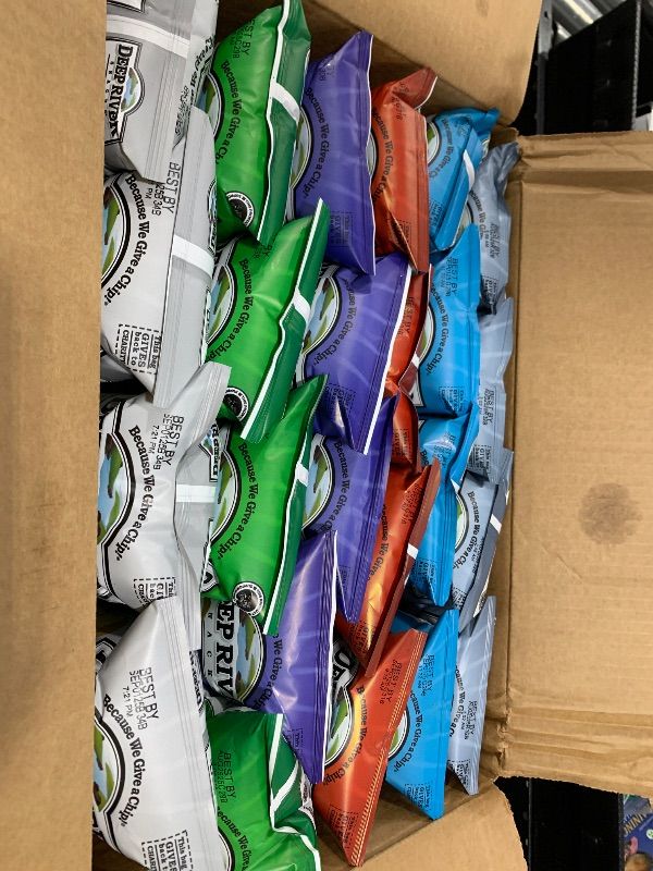 Photo 1 of Deep River Potato Chips Variety Pack 6 Flavors 2 oz (24 Pack) - Kosher & Gluten Free, Kettle Cooked Potato Chips, 6 Flavors Assortment, Premium Snack Selection, Ideal for Parties & Gatherings