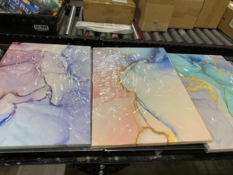 Photo 1 of Abstract Wall Decor For Living Room Canvas Wall Art Paintings For Bedroom Colorful Color Abstract Wall Artworks Pictures For Office Kitchen Decoration Bathroom Home Decorations Art 3 Piece 16x24 Inch