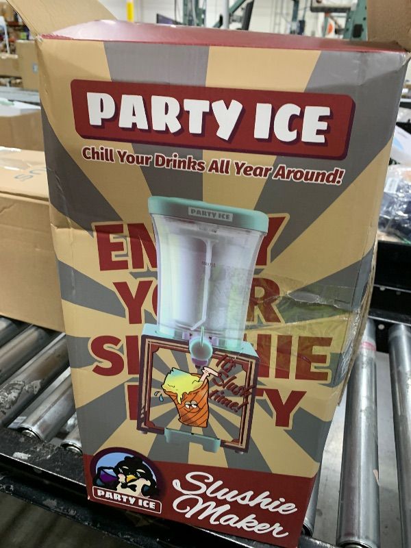 Photo 1 of Party Ice Slushie Machine for Home with 10 Cups & Spoon straws, Countertop Slushie Maker Frozen Drink Machine for Kitchen, Turn Any Sugary Drinks into Slushie, Aqua