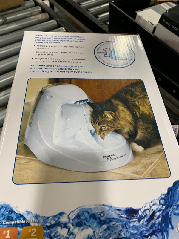 Photo 1 of PetSafe Drinkwell Platinum Cat Water Fountain (168 oz/5L) - Pet Fountain for All Pet Sizes, Indoor Use, Encourages More Drinking, Includes Replaceable Carbon Filter, Grey