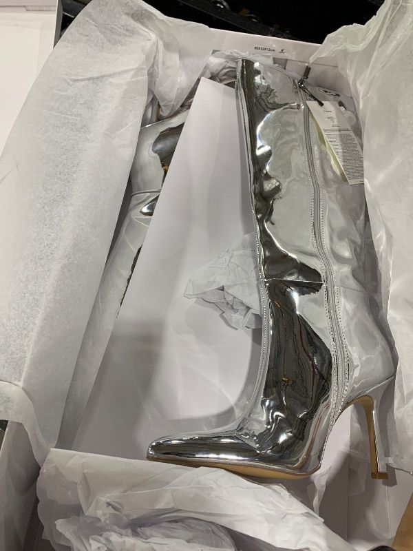 Photo 1 of The Drop Women's Gemini Tall Heeled Boot, Silver Mirror, 8