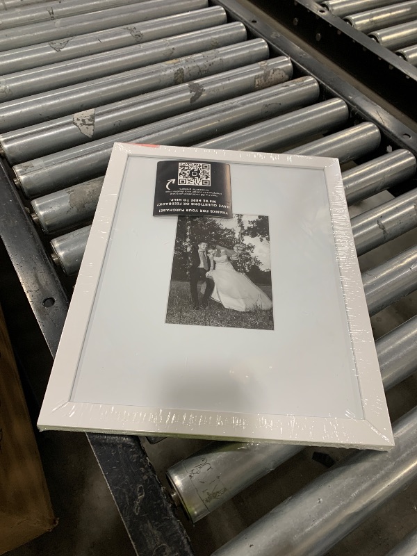 Photo 1 of Americanflat 11x14 Picture Frame in White - Displays 5x7 With Mat and 11x14 Without Mat - Composite Wood with Shatter Resistant Glass - Horizontal and Vertical Formats for Wall