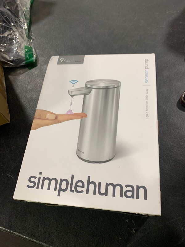 Photo 1 of simplehuman 9 oz. Touch-Free Automatic Rechargeable Sensor Pump, Brushed Stainless Steel, New