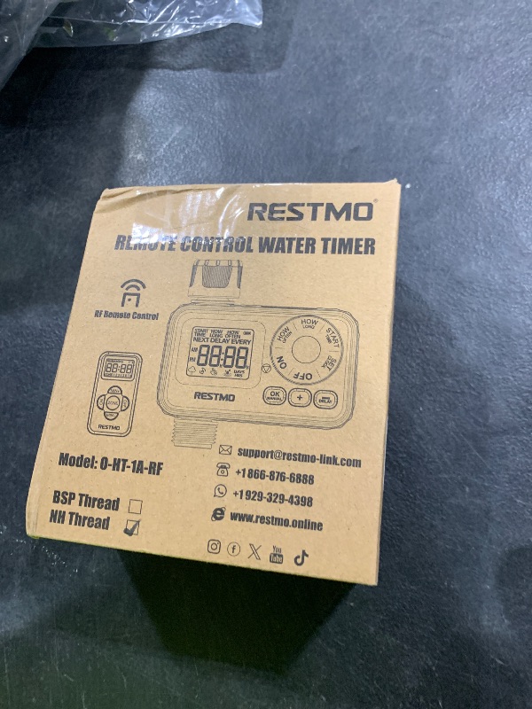 Photo 1 of RESTMO RF Remote Controlled Sprinkler Timer with Brass Inlet & Outlet, Programmable Water Timer for Garden Hose, Automatic | Manual | Rain Delay for Outdoor Faucet, Drip Irrigation and Lawn Watering