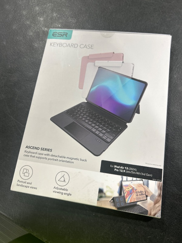 Photo 1 of ESR iPad Air 13 Inch Case Keyboard (M3/M2, 2025/2024), Keyboard Case with Trackpad, Magnetic Detachable Keyboard with Backlit Keys, Fully Adjustable Portrait/Landscape Stand, Ascend Series, Black