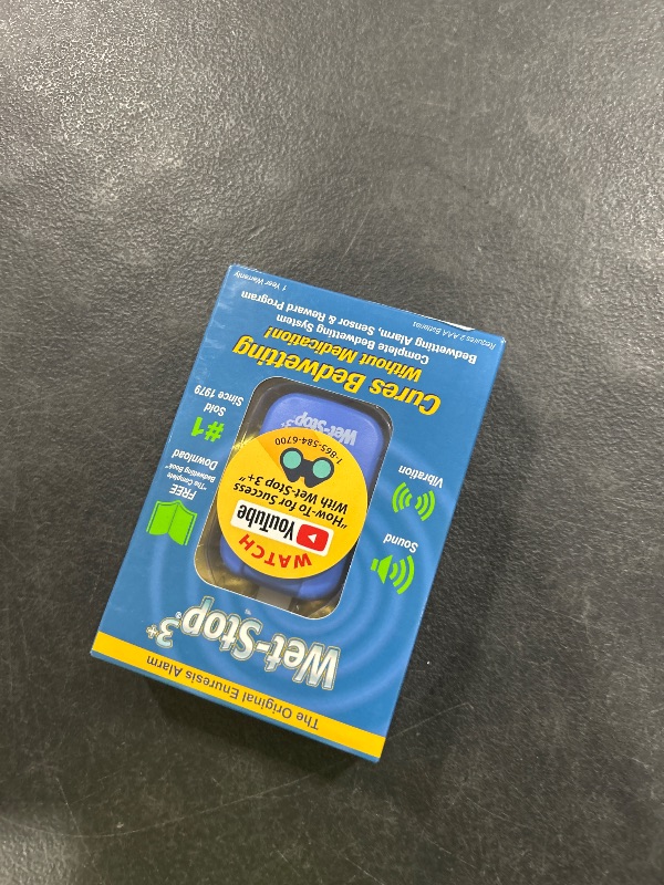 Photo 1 of Wet-Stop 3 Blue Bedwetting Enuresis Alarm with Loud Sound and Strong Vibration for Boys or Girls, Proven Solution for Bedwetters