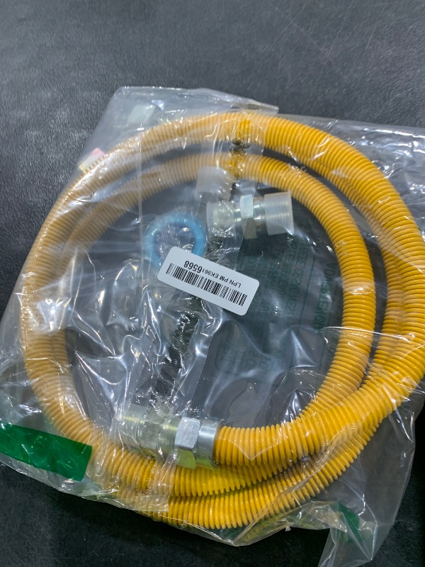 Photo 1 of AMI PARTS 72" Flexible Gas Line Kit Yellow Coated, Gas Hose Connector Kit for Dryer, Stove, Water Heater,5/8" OD(1/2" ID) Stainless Steel Gas Line with Connector 1/2" MIP &1/2"FIP & 3/4"MIP Fitting