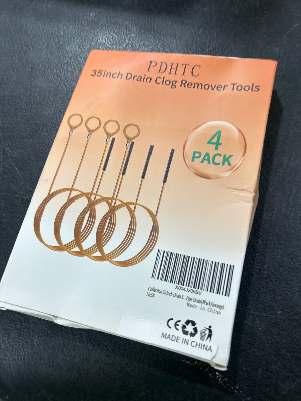 Photo 1 of PDHTC 35 Inch Drain Snake Hair Clog Remover Tool, Anti-Break Metal with Nylon Coating Sink Snake, for Bathroom Sink, Tub, Shower, Pipe Drain (4 Pack)