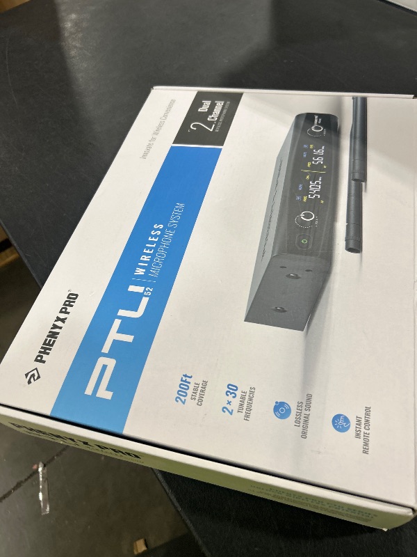 Photo 1 of Phenyx Pro UHF Wireless Microphone System w/ 2x30 Tunable Frequencies, Metal Cordless Mic Set, 200 ft Range, 2 Bodypacks & Headsets/Lapel Mics for Speaking, Singing, Church, DJ (PTU-52-2B)