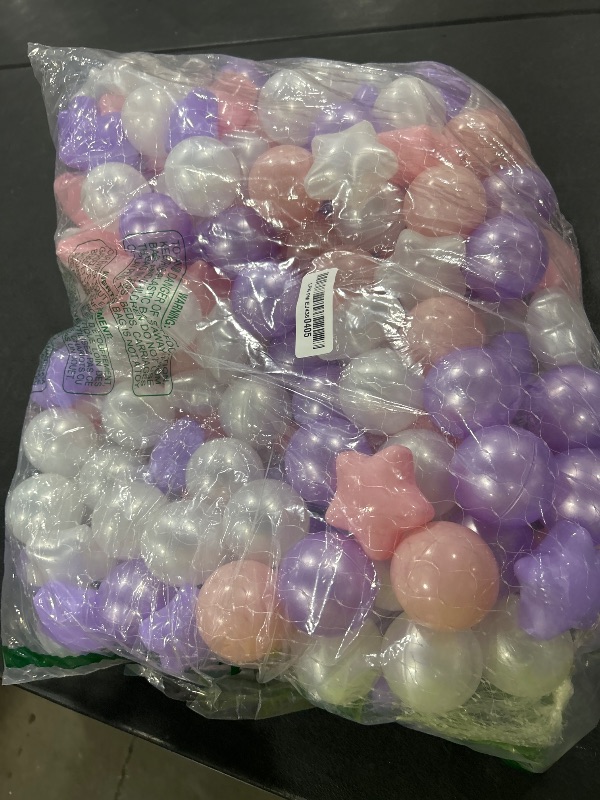 Photo 1 of GOGOSO Balls for Ball Pit - Plastic Ball for Toddlers 1-3, Baby Kids Ball Pool Decoration 50 100 200 300 500 1000 (A Purple+Pink+White+Clear, 200 Balls)
