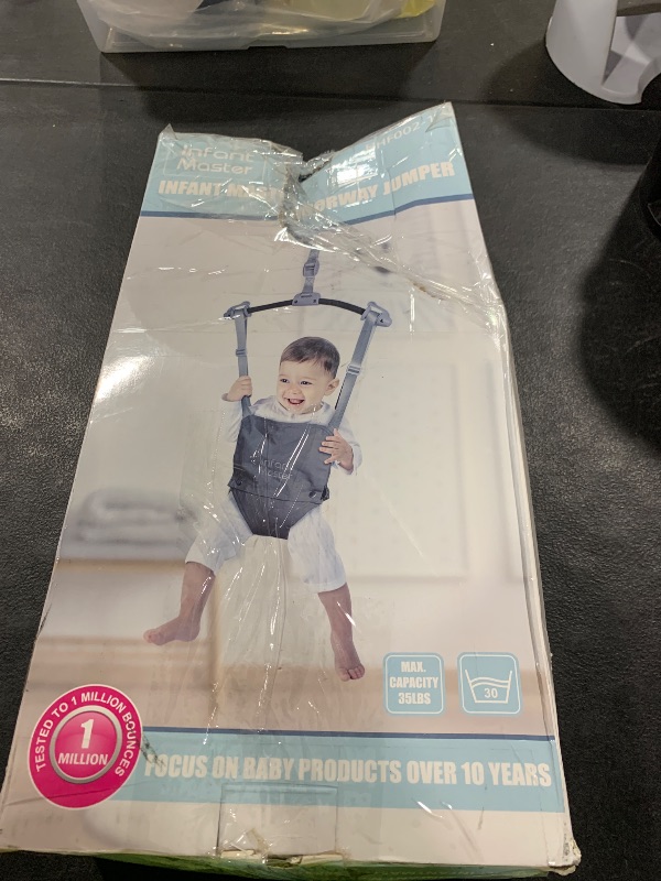 Photo 1 of Infant Master Baby Doorway Jumpers, Sturdy Johnny Jumper Adjustable 10.8"-23.6" Strap, Soft Baby Johnny Bouncer w/Seat Bag, Protable Doorway Jumper and Boucer for Baby, Ideal Gift for Infant