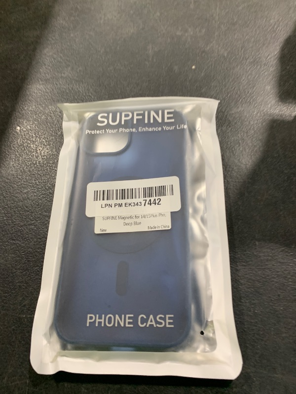 Photo 1 of SUPFINE Magnetic for iPhone 15 Plus Case & iPhone 14 Plus Case(Compatible with MagSafe) (Military Grade Drop Protection) Slim Translucent Shockproof with Anti-Fingerprint Phone Case,Deep Blue