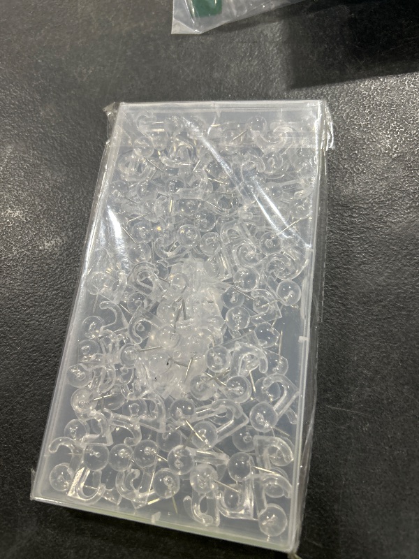 Photo 1 of 100Pcs Push Pin Hooks, Clear Plastic Thumb Tacks Hook, Heads Pin Tacks, Decorative Wall Thumb Tacks for Cork Board, Bulletin Board, Photo Wall, Map, Calendar, Christmas Decorations