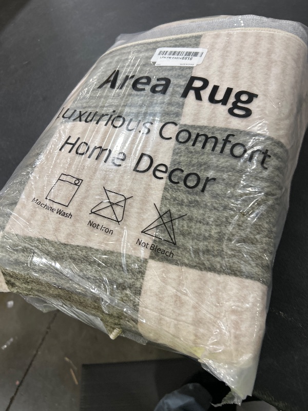 Photo 1 of Machine Washable 5x7 Area Rugs for Living Room Checkered, Non Slip Soft Low Pile Farmhouse Geometric Modern Neutral Playroom Boys Rugs for Bedroom, Large Carpet Rugs for Dining Room(Sage Green,5'x7')