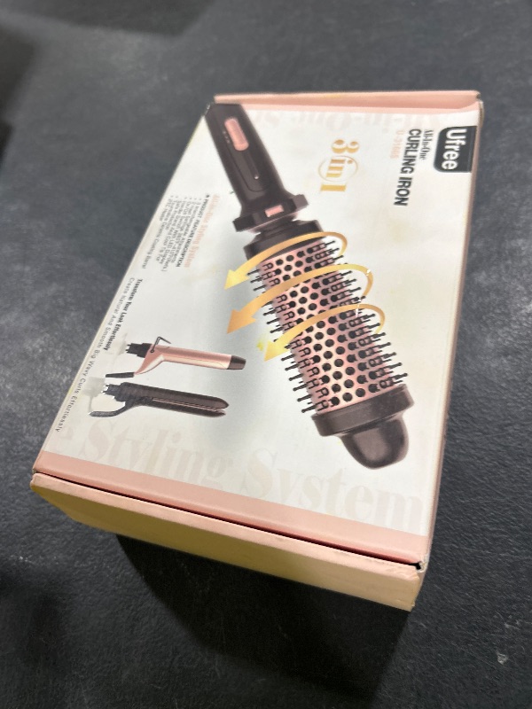 Photo 1 of Ufree 3 in 1 Curling Iron, Curling Wand Set with Thermal Brush Flat Iron Hair Straightener, Dual Voltage Wand Curler, Instant Heat Up Hair Curler, Include Protective Glove 2 Clips, Gifts for Women