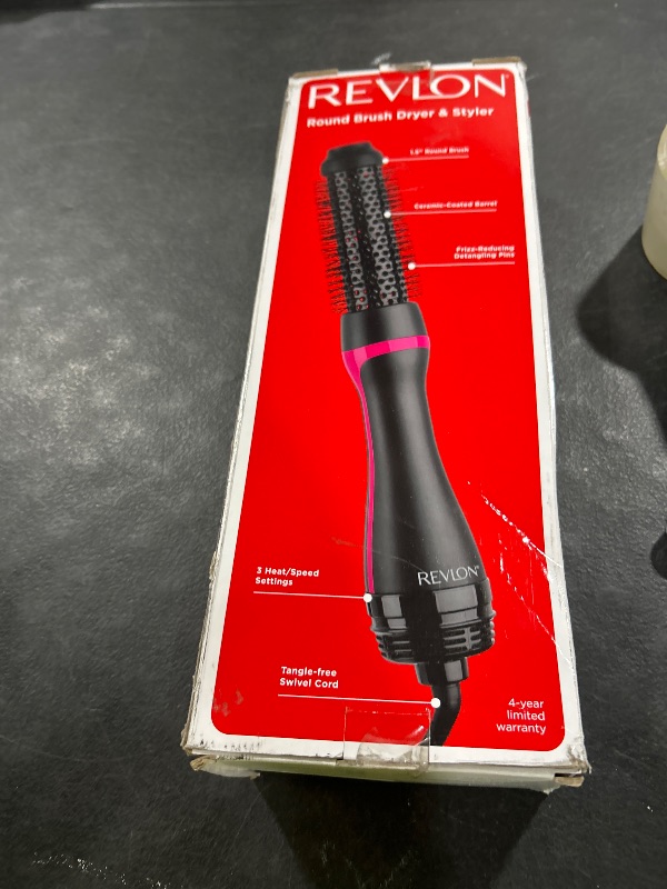 Photo 1 of REVLON One-Step Hair Dryer and Styler - Root Booster Round Brush for Styling, Dryer Brush for Fast and Easy Salon-Quality Blowout, More Shine and Less Frizz (1-1/2 in)