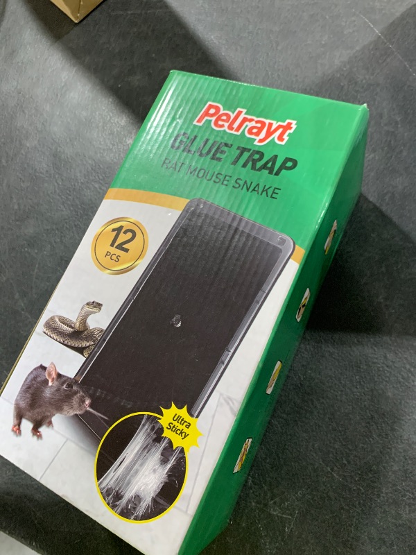 Photo 1 of Pelrayt Glue Mouse Traps Indoor for Home, Rat Trap-12 Pack, Large Heavy Duty Glue Traps for Safe Home Pest Control. Pre-Scented, Non-Toxic Sticky Boards for Mice, Rats & More. Easy To Use