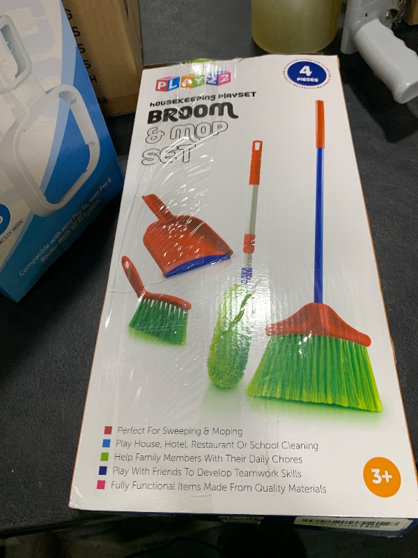 Photo 1 of Play22 Kids Cleaning Set 4 Piece - Toy Cleaning Set Includes Broom, Mop, Brush, Dust Pan - Toy Kitchen Toddler Set is A Great Toy Gift for Boys & Girls