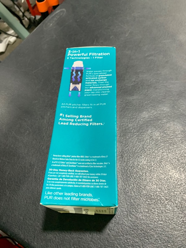 Photo 1 of PUR PLUS Lead Reducing Water Pitcher and Dispenser Replacement Filter 1-Pack, NSF and WQA Certified – Compatible with all PUR brand Pitchers and Dispensers, Blue, PPF951K1