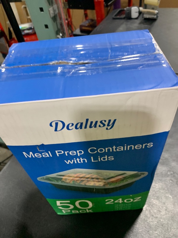 Photo 1 of Dealusy 50 Pack (100-Piece) 24 oz Meal Prep Containers Reusable with Lids, Sturdy Leakproof & Food Safe, Microwave, Freezer, Dishwasher Safe Prep Containers, To Go Take Out Plastic Food Storage