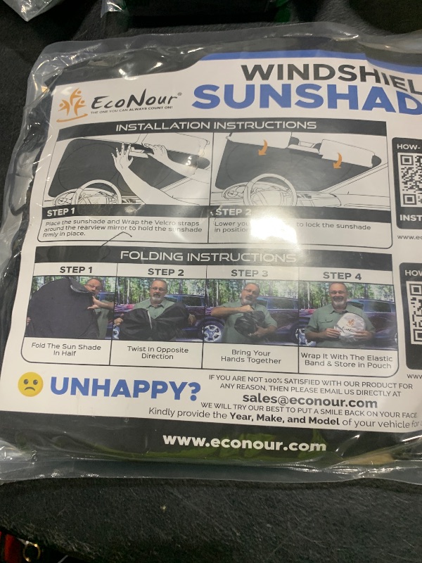 Photo 1 of EcoNour Car Windshield Sunshade | Blocks 99% Heat & Keeps Interior Cool | Universal Fits Cars, SUVs, Trucks | Automotive Sun Screen, Visor & Car Accessories for Summer | Medium (64x32 Inches)