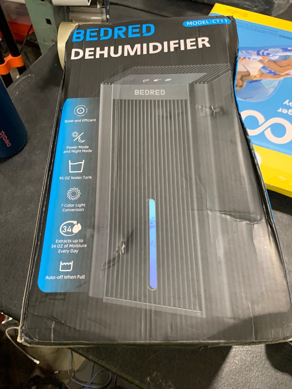 Photo 1 of Dehumidifier,95OZ Dehumidifier for Home 1000 Sq.Ft - Quiet with Auto Shut Off & Relaxing 7 Color Ambient Light,Ideal for Livingroom, Bedroom, Basement(Black)