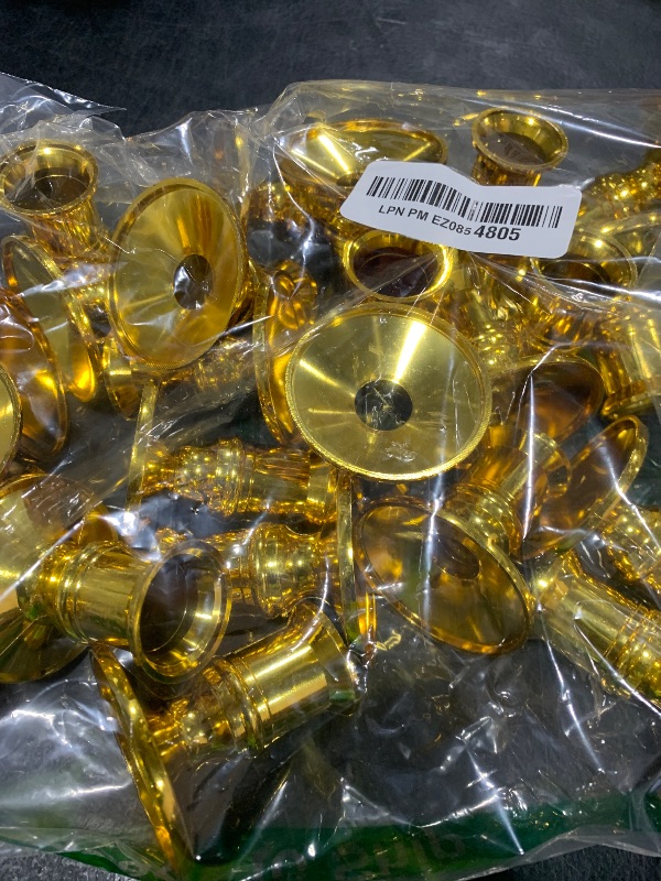 Photo 1 of Hordion 24Pcs Taper Candle Holder Gold Plastic Candlestick Holders Decorative Table Centerpiece for Wedding Candlelight Dinner Bridal Showers Party Decor
