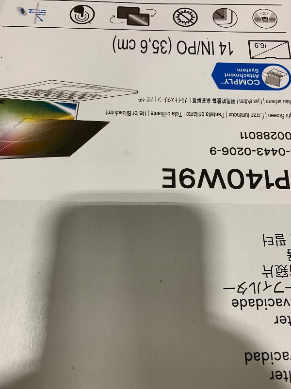 Photo 1 of 3M Bright Screen Privacy Filter for 14in Full Screen Laptop, 16:9, BP140W9E