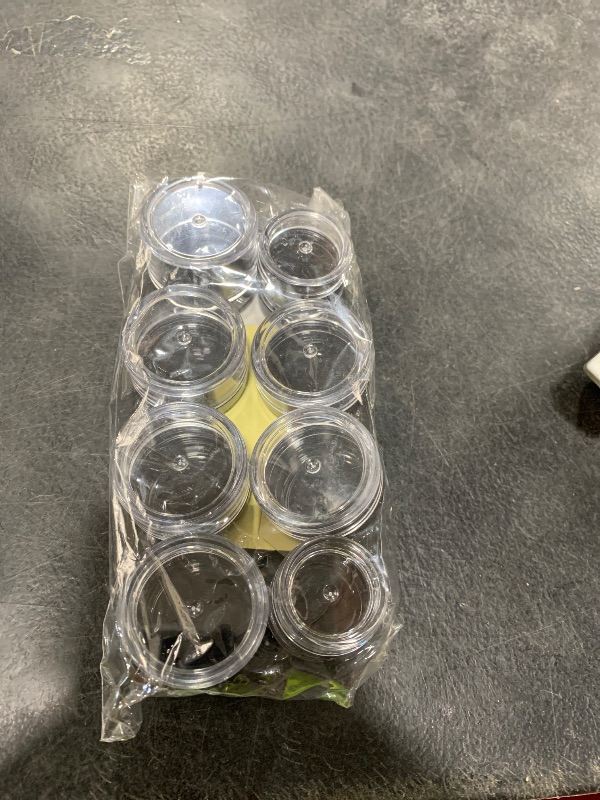 Photo 1 of 10 Pieces Small Travel Containers, 3/5/10/15/20 Gram Size for Creams, Sample With Screw Lids, 12Pcs Labels/2Pcs Mini Spatulas, Plastic Makeup (Black)