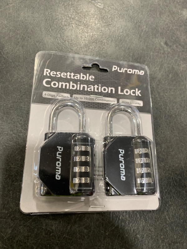 Photo 1 of Puroma 2 Pack Combination Lock for Locker 4 Digit Outdoor Waterproof Padlock for School, Gym, Sports, Fence, Toolbox, Gate, Case, Outdoor, Hasp Storage (Black)