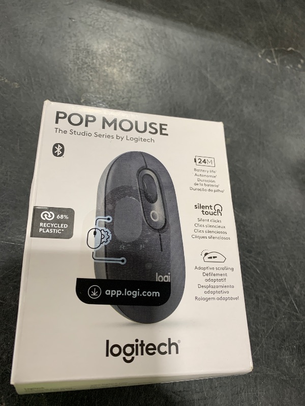 Photo 1 of Logitech POP Mouse, Wireless Mouse with Customizable Emojis, SilentTouch Technology, Precision/Speed Scroll, Compact Design, Bluetooth, Multi-Device, OS Compatible - Graphite