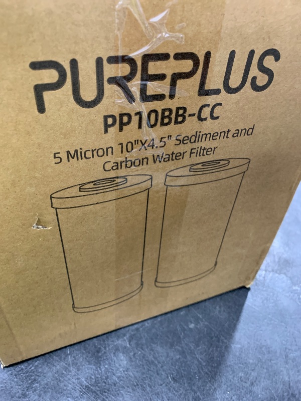 Photo 1 of PUREPLUS 5 Micron 10" x 4.5" Whole House Sediment and Carbon Water Filter Replacement Cartridge for GE FXHTC, GXWH40L, GXWH35F, GNWH38S, Culligan RFC-BBSA, WRC25HD, PP10BB-CC, Pentek RFC-BB, 2Pack