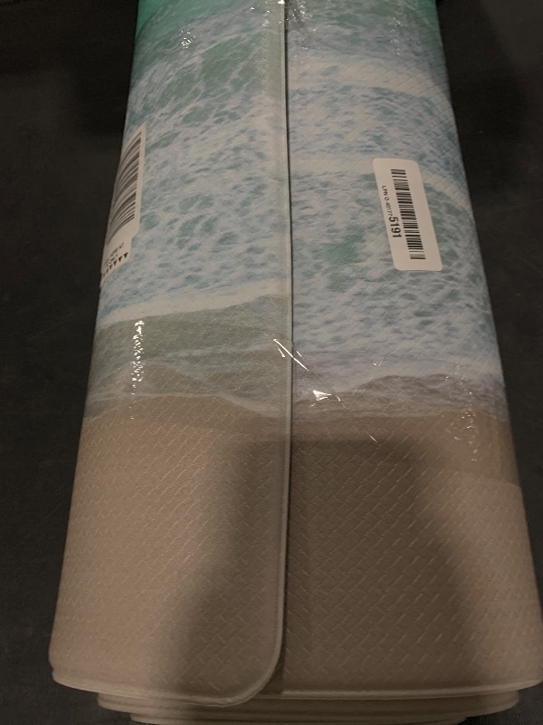Photo 1 of Arttown Summer Beach Sea Ocean Anti-Fatigue Kitchen Rug Set of 2 Blue Teal Cushioned Floor Standing Mat Waterproof Non-Slip Kitchen Mat and PVC Ergonomic Comfort Foam Rug