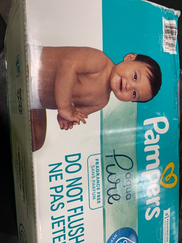 Photo 1 of Pampers Baby Wipes Aqua Pure, 99% water-based wipes, Hypoallergenic and Unscented Baby Wipes, 672 Wipes Total (12 Flip-Top Packs)