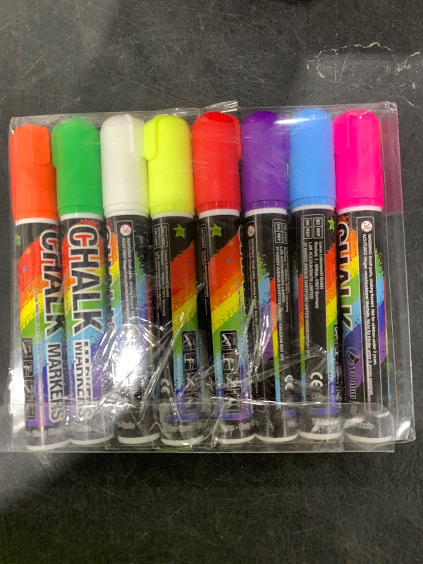 Photo 1 of KERIFI Window Chalk Markers for Cars Washable: 10mm Jumbo Liquid Chalk Pens, Wet Erase for Auto Bistro Blackboard Glass Mirror Poster Windows Art Wedding Signs, Just Married Car Decorations (8 Colors)