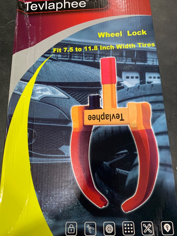 Photo 1 of Tevlaphee Universal Wheel Lock Heavy Duty Security Trailer Wheel Lock Anti Theft Wheel Locks for Cars SUV Camper Motorcycle Trailer Great Deterrent Bright Color with 3 Keys (Black-red)
