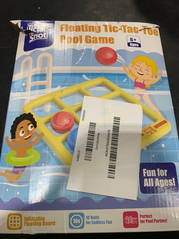 Photo 1 of TicTac Shot Pool Toys Games Set- Tic-Tac-Toe Inflatable Pool Toy with 10 Balls - for Adults Teens Kids 2-10 Players