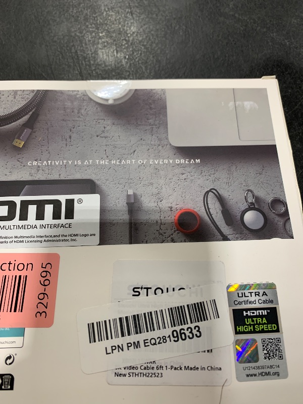 Photo 1 of Stouchi 10K 8K HDMI Cable 6ft 48Gbps (Certified) Ultra High Speed HDMI® Cable, 8K60Hz 4K120Hz 144Hz eARC HDCP 2.2&2.3 HDR10+ Dolby Compatible with PS5 PlayStation 5 Xbox Series X Apple TV 4K