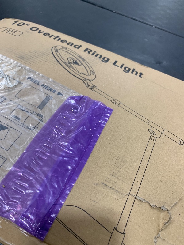 Photo 1 of Ring Light with Stand for Desk,Adjustable Overhead Phone Mount with 10" Ring Light Tripod for iPhone,Phone Tripod with Light and Remote Phones Holder for Video Recording,Live Stream,Cooking Video