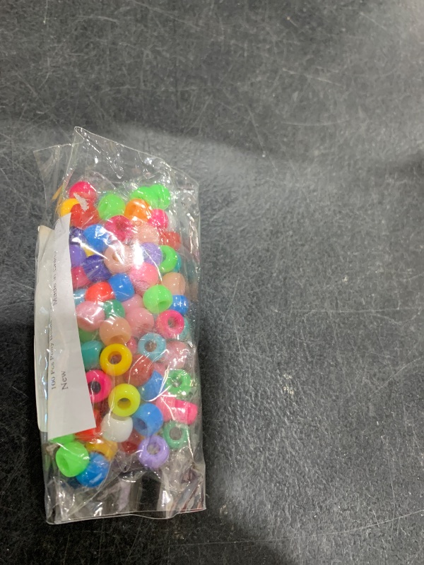 Photo 1 of 100 Pcs Pony Beads Plastic Beads for Bracelet Making, Multi-Colored Beads for Hair Braiding, DIY Crafts, Kandi Jewelry, Key Chains and Ornaments Decorations 24 Assorted Colors