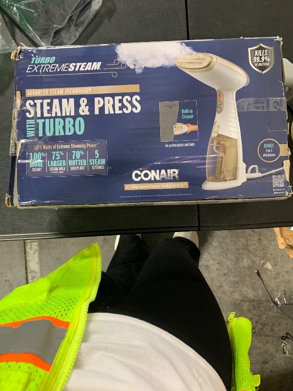 Photo 1 of PARTS ONLY ---------------------------------------------------------------------------------------------------------Conair Handheld Garment Steamer for Clothes, Turbo ExtremeSteam 1875W Fabric Steamer, Portable Handheld Design, Strong Penetrating Steam, A