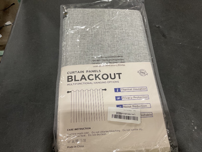 Photo 1 of 100% Blackout Shield Linen Blackout Curtains for Bedroom 108 Inches Long, Back Tab/Rod Pocket Living Room Drapes, Thermal Insulated Blackout Curtains 2 Panels Set, 50" W x 108" L, Grey