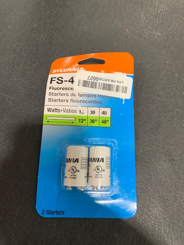 Photo 1 of Sylvania 44917 FS4 Fluorescent Starter 2/Pk 150240 40W 2 Count White Fluorescent Light Bulb