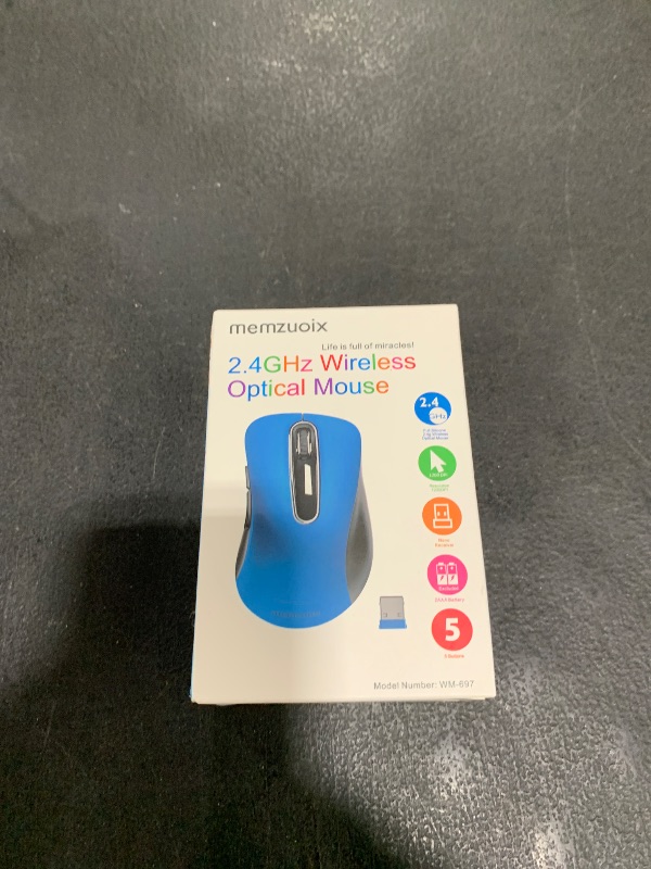 Photo 1 of memzuoix 2.4G Portable Wireless Mouse, 1400 DPI Mobile Optical Cordless Mice with USB Receiver for Computer, Laptop, PC, Desktop, MacBook, 5 Buttons, Blue