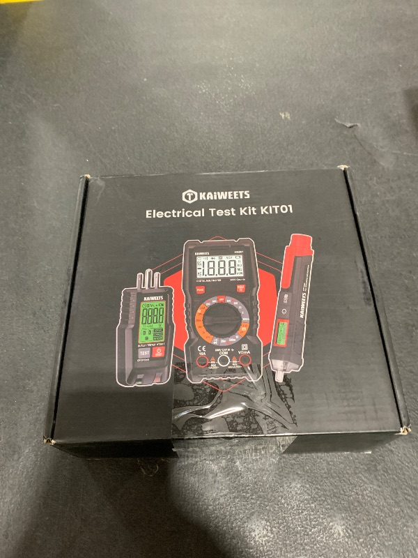 Photo 1 of KAIWEETS Electrical Test Kit KIT01, Digital Multimeter, Smart Non-Contact Voltage Tester & GFCI Outlet Tester with LCD, Complete Set with Carrying Case & Batteries for Electrician, DIY & HVAC