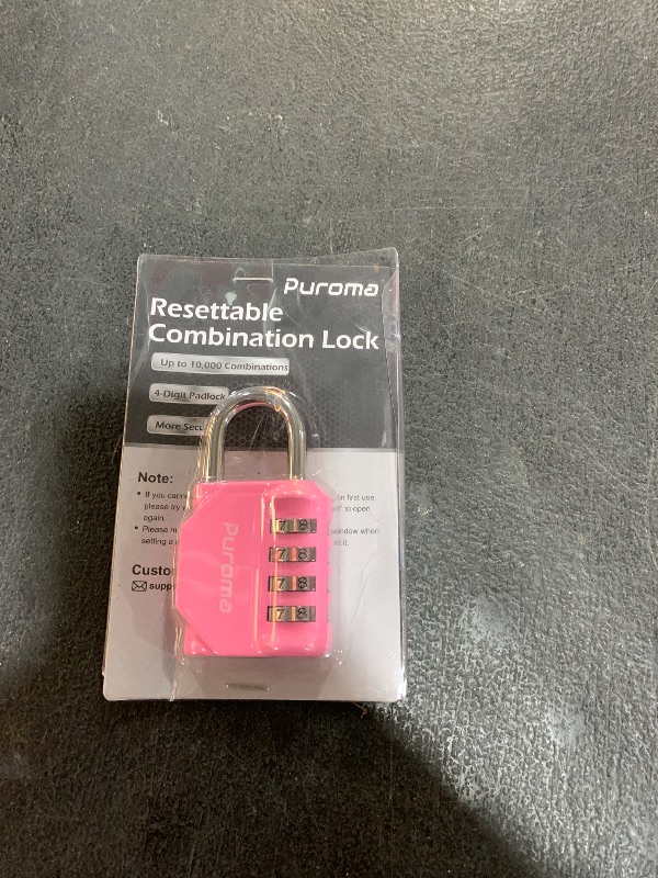 Photo 1 of Puroma 1 Pack Combination Lock for Locker 4 Digit Outdoor Waterproof Padlock for School, Gym, Sports, Fence, Toolbox, Gate, Case, Outdoor, Hasp Storage (Pink)